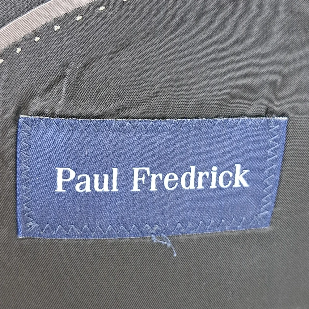 Paul Fredrick Mens 46S Blue Blazer Jacket Two Button Wool Coat Gold Button
